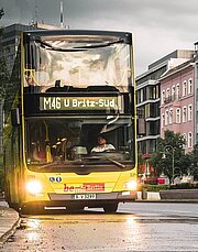 Double-decker Berlin bus on street